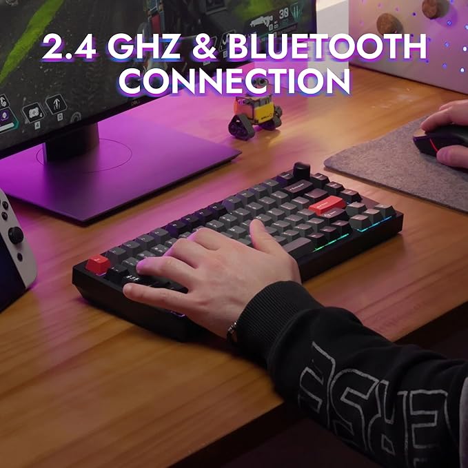 LEMOKEY P1 Pro Wireless Custom Mechanical Keyboard, Full Aluminum 2.4 GHz Bluetooth RGB Backlit 75% Layout with Hot-swappable KEYCHRON Super Red Switch Compatible with Mac Windows Linux
