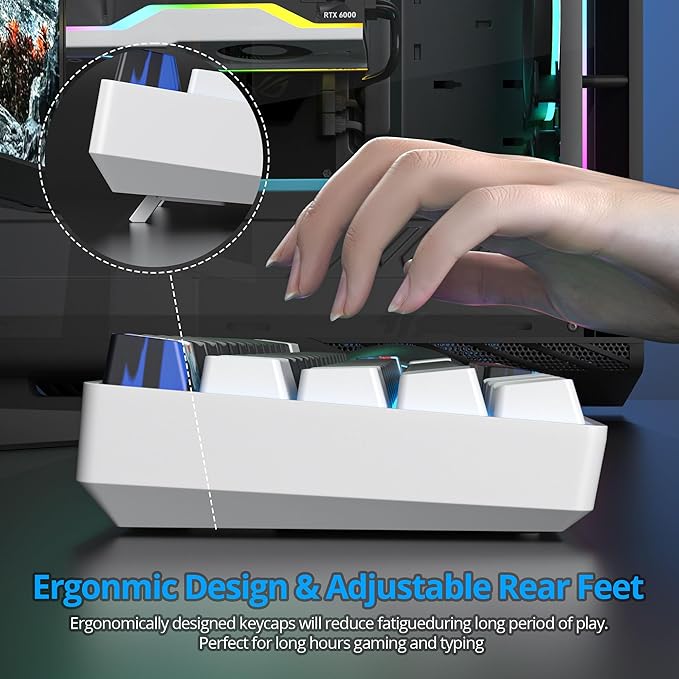 Protable 60% Percent Gaming Keyboard Mechanical, Mini Compact Ice-Blue LED Backlit 61 Keys Wired Office Keyboard with Red Switch for Mac/Win/PS4/PS5(61Black/red Switch)