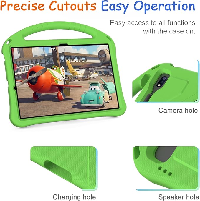 Kids Case for Samsung Galaxy Tab S10 Lite/S10 FE/S9 FE 10.9"/Tab S9/S8/S7 11", Techcircle Light Weight Shock Proof EVA Foam Handle Rugged Stand Protective Case, Green