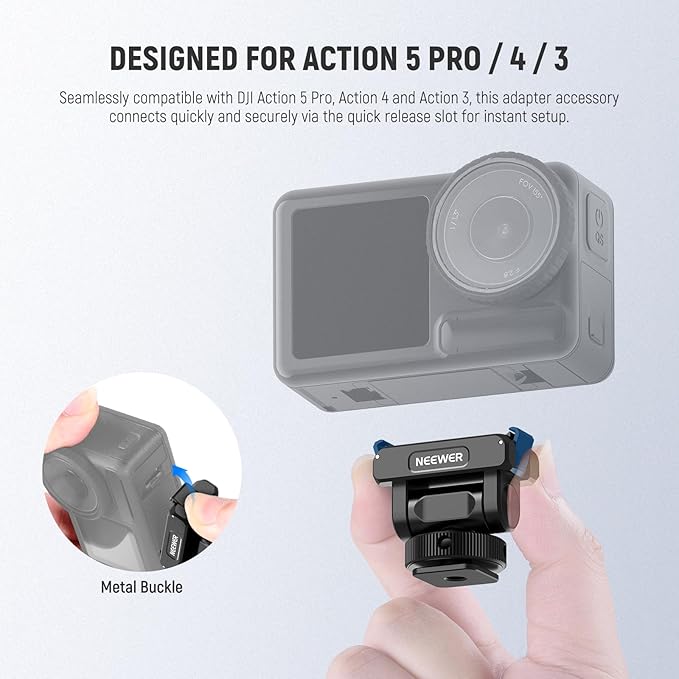NEEWER Magnetic Mount Adapter Compatible with DJI Osmo Action 5 Pro/4/3, Upgraded Metal Quick Release Action Camera Mount Vlogging Accessories