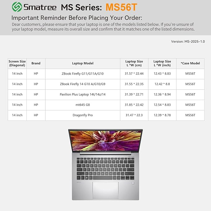 Smatree MS56T Hard EVA Protective Sleeve with Stand for 14 inch HP Pavilion Plus 14t-eh100/14-eh1047nr, for 14 inch ZBOOK Firefly G11/G11 A/G10/G9, for HP mt645 G8/Dragonfly Pro Laptop, Pink