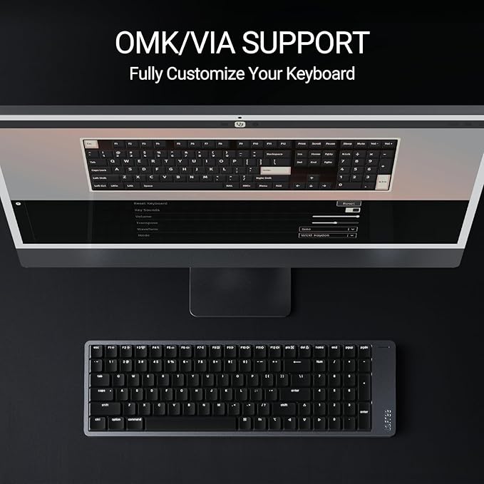 LOFREE Flow2 Low-Profile Mechanical Keyboard, Aluminum Alloy with Surfer Linear Switches, Rechargeable Wireless Keyboards with 3 Mode Connections for Windows, macOS (Silver, 84 Keys)
