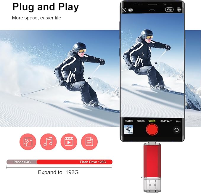 RAOYI 128GB USB C Flash Drive Upgraded 130MB/s, 2 in 1 USB 3.1 Type C Dual OTG Metal Thumb Drive Memory Stick with Keychain Suitable for USB-C Smartphones, PC, Macbooks and Tablets (Red)