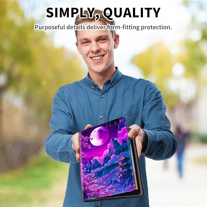 for 6" All-New Kindle Paperwhite 4 10th Generation (Model No. PQ94WIF) E-Reader Case, Slim Kickstand Stand Leather Smart Cover with Auto Wake/Sleep, Purple Mountain Moon