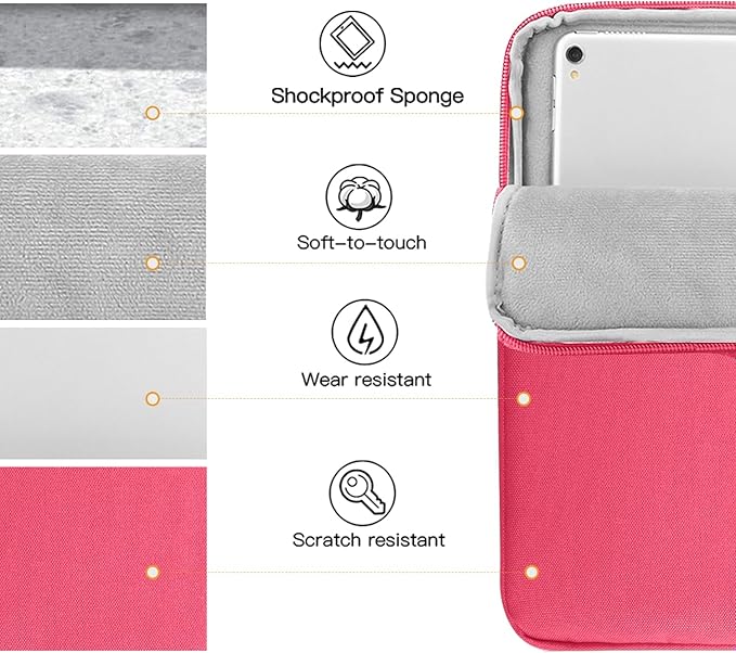 TiMOVO 9-11" Tablet Sleeve Bag for iPad 11-inch A16 2025, iPad 10.9"/10.2"| Air 11 Inch/5th/4th Gen. 10.9", Galaxy Tab A9+/A11Plus 11", Protective Bag Fit Smart Keyboard, Rose Pink