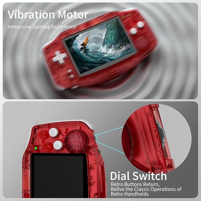 RG34XX Handheld Game Console 18K+ Preloaded Retro Games 35 Emulators 3.4” IPS Display 4K TV Output Classic Video Game Console Portable Gaming System with Fancy Case & Accessories (Red-128GB)