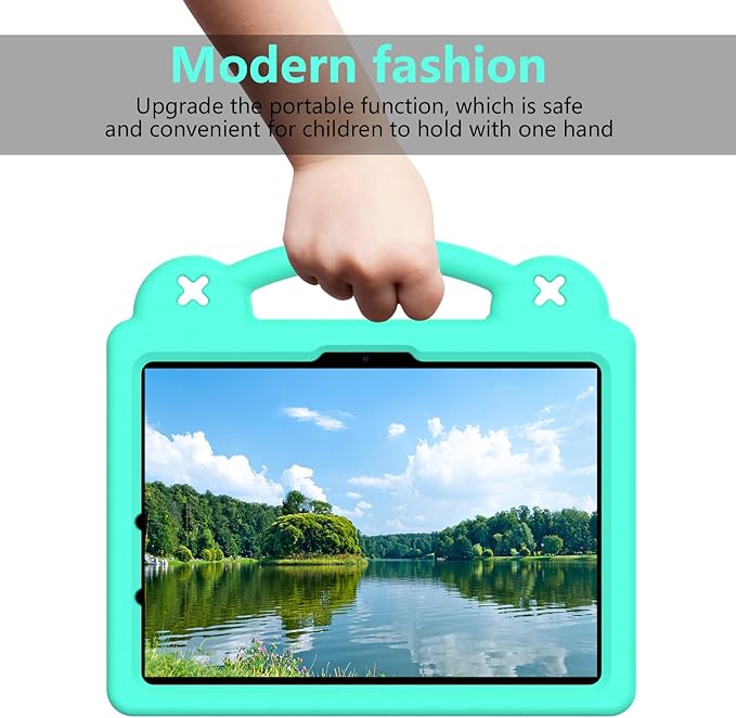 Dteck Case for iPad Air 5th/4th Gen 10.9" 2022/2020,iPad Pro 11" 4th/3rd/2nd/1st Gen,Cartoon Panda Shockproof Rugged Lightweight Convertible Handles Stand Kids Friendly Pencil Holder Case,Mint Green