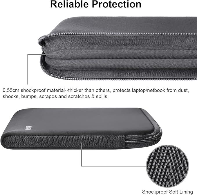 Arvok 11 11.6 12 Inch Laptop Sleeve Case for MacBook Air 12, Water-Resistant Neoprene Notebook Computer Tablet Sleeve, Carrying Bag Cover for Chromebook/HP/Dell/Lenovo/Asus/Acer, Gray