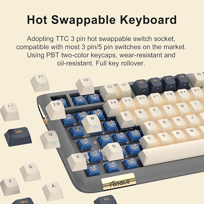 F75 Mechanical Keyboard, 75% Hot Swappable Gasket Structure Tri-Mode Gaming Keyboard, 81 Keys RGB Bluetooth Wireless Keyboard with Linear Switch, PBT Keycaps, Screen for Windows Mac (Gray)