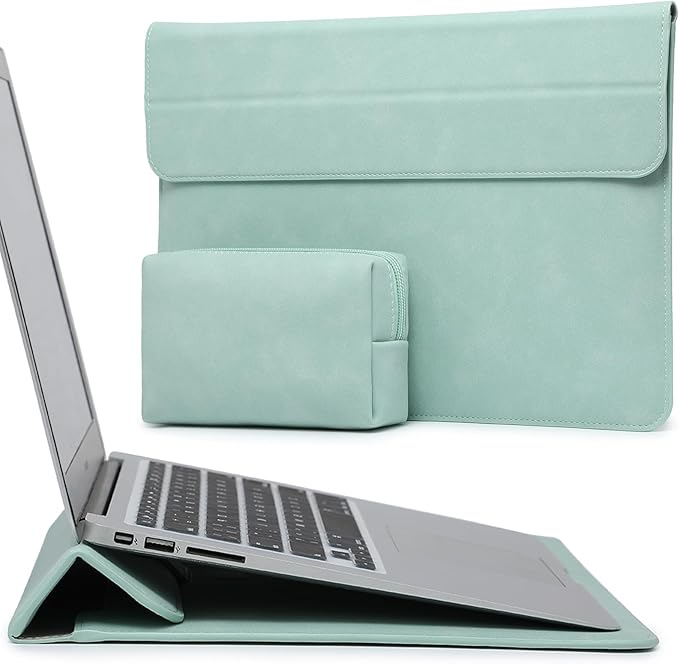 HYZUO 13.3-14 Inch Laptop Sleeve Case with Stand Feature for MacBook Pro 14 M5/M4/M3/M2/M1 2026-2021, MacBook Pro/Air 13.3, 13.5" 13.8" Surface Laptop, HP Spectre X360 13/14, Mint Green