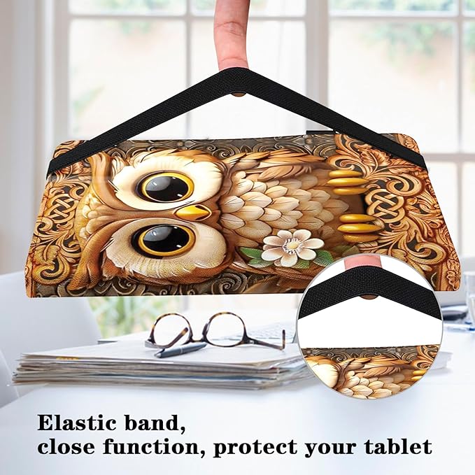 Case for iPad Air 13 inch (M4/M3/M2) 2026/2025/2024, PU Leather Stand Shockproof Cover with Pen Holder & Card Slots - Brown Owl