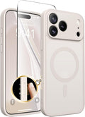 CAPRARO Magnetic for iPhone 17 Pro Max Case, Upgraded [Full Camera Protection] [Compatible with MagSafe] Protective Translucent Matte Women Girl Phone Case Cover, Stone