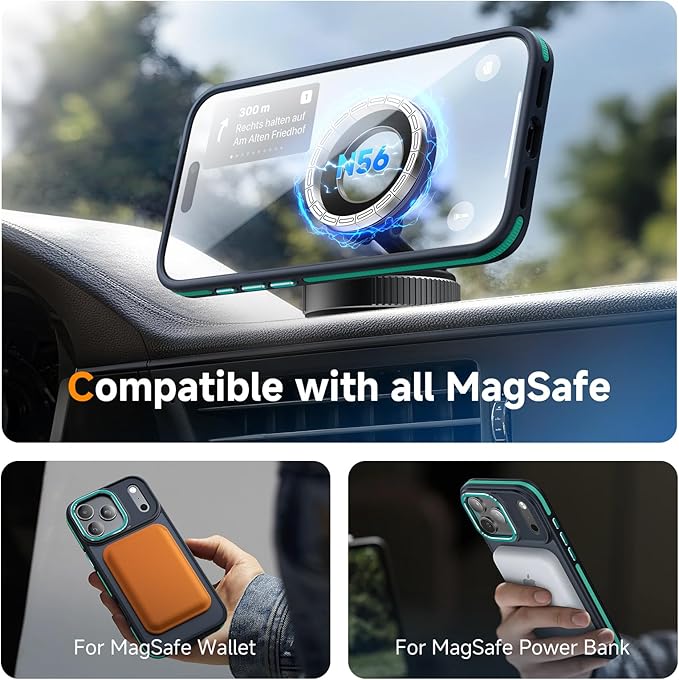 Magnetic 3 in 1 for iPhone 17 Pro Max Case, [Omni-Directional Protection] with 1x Screen Protector + 1x Camera Cover, [Seamless Work with Magsafe] Protective Silm Case for iPhone 17 Pro Max Green