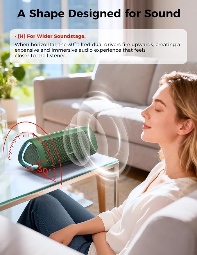 BolaButty Bluetooth Speaker Portable Wireless, IPX5 Waterproof, Up to 20H Playtime, TWS Pairing, BT5.3, for Home/Party/Outdoor/Camping/Beach Essentials, Birthday Gift (Green)