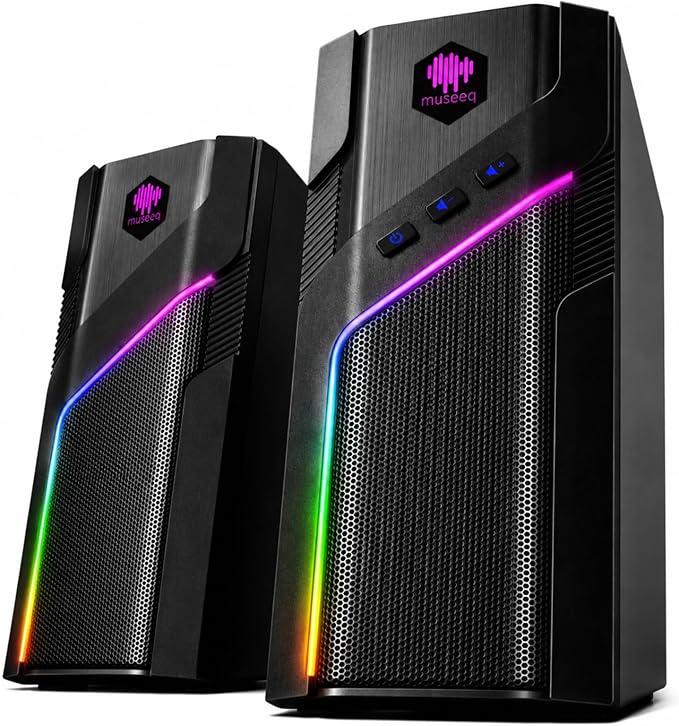 W-206RE RGB Gaming Speakers for PC, Bluetooth & USB Desktop Speakers for Gaming PC and Monitor, Touch Control Stereo Computer Speakers with 21 LED Light Modes