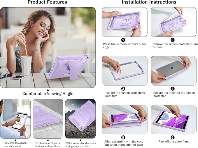 Soke Case for iPad 6th/5th Generation 9.7 Inch 2018/2017,with Built-in Screen Protector and Kickstand, Rugged Full-Body Heavy Duty Protective Cover for Apple iPad Air 2 /Pro 9.7 - Blue