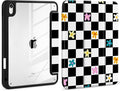 Case for iPad Air 13 inch 2026 M4 2025 M3 2024 M2 Release Slim Lightweight Shockproof Cute Printed Cover with Clear Back TPU Edge Pencil Holder Trifold Stand Auto Wake Sleep, Grid
