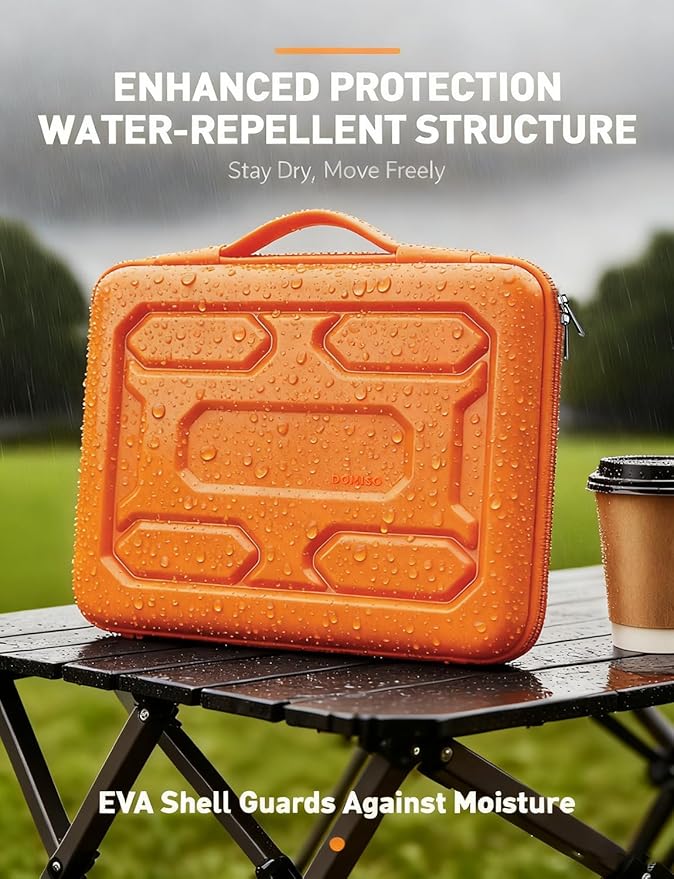 DOMISO 15.6 inch Laptop Sleeve with Handle Shockproof Waterproof EVA Protective Case for 15.6" Yoga 720 IdeaPad 310 320 ThinkPad T570/Legion 5 Gen 6/HP Envy 15/15.6" Notebooks, Orange