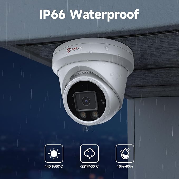 Anpviz 12MP PoE IP Camera Outdoor, Turret Security Camera for Home Surveillance, Smart Color Night Vision, Human/Vehicle Detection, Built-in Mic, Only Support 12MP NVR, NDAA Compliant, IPC-D3112W-S