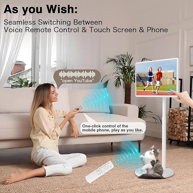 32 Inch Portable Smart TV 4K Touchscreen Display 8GB RAM+128GB Storage Built-in Rechargeable Battery Full Swivel Rotation(4+64G,32 in(1080P))