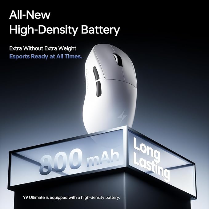 ATK Dragonfly Y9 Gaming Mouse, 55g Lightweight, PAW3950 Ultra Sensor, Nordic 54L15 MCU, Optical Switches, 8K Hz Polling Rate, 800 Hr Battery 2.4G/USB-C (White, Ultimate)
