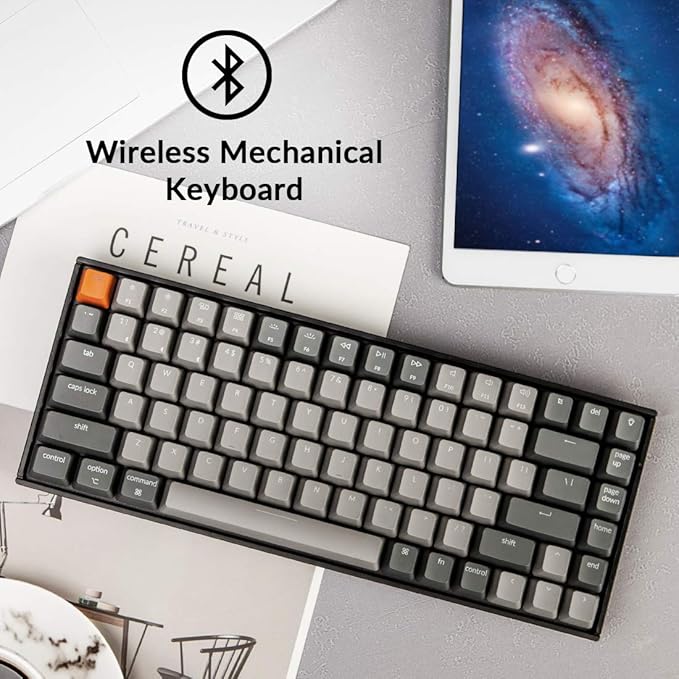 Keychron K2 75% Layout Bluetooth Mechanical Keyboard Super Red Switch/White LED Backlit/Anti Ghosting/N-Key Rollover/84 Key USB C Wired Computer Keyboard for Mac Windows-Version 2
