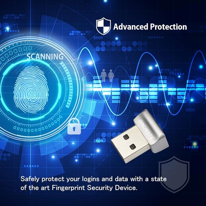 ARCANITE USB Fingerprint Reader for Windows 10 Hello, 0.05s 360-Degree Sensor Security Device, AKFSD-07