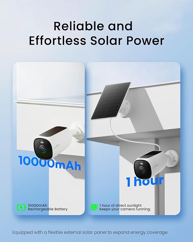 youkey Solar Security Camera Wireless Outdoor 2.5K, 24/7 AOV Recording, No Subscription Cameras for Home Security with Dual Solar Panel, AI Detection, 2.4Ghz Wi-Fi 6, Easy Setup, Hub Compatible