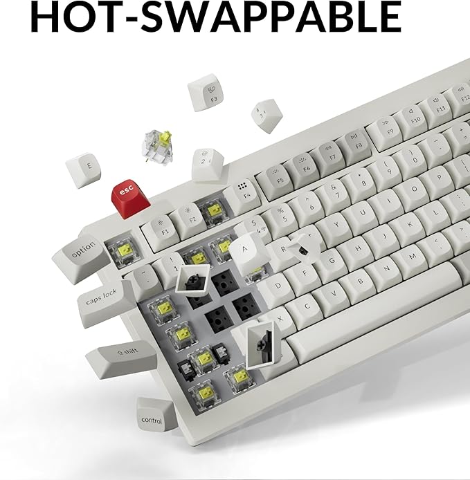 Keychron V6 Max Wireless Custom Mechanical Keyboard, 2.4 GHz Bluetooth 5.1 QMK Full-Size Layout with Hot-swappable Gateron Banana Switch RGB Backlight Compatible with Mac Windows Linux
