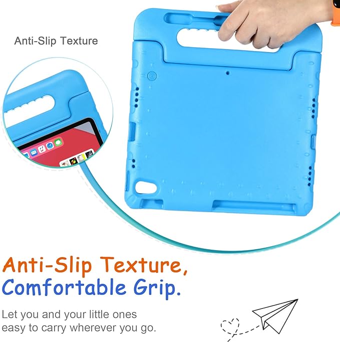 Kids Case for iPad Pro 12.9-inch (6th/5th/4th Gen) 2022/2021/2020, Techcircle [Support Pencil Charging] Convertible Handle Stand Lightweight EVA Foam Bumper Protective Rugged Child Proof Cover, Blue