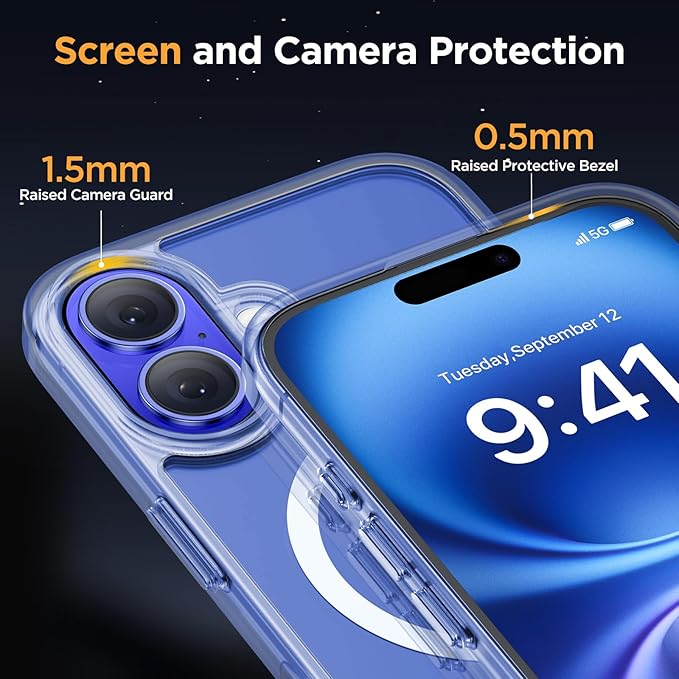 Miracase Magnetic Series for iPhone 16 Case [Compatible with MagSafe] Military-Grade Protection, Anti-Fingerprint, Slim Phone Case for iPhone 16 6.1 inch - Clear