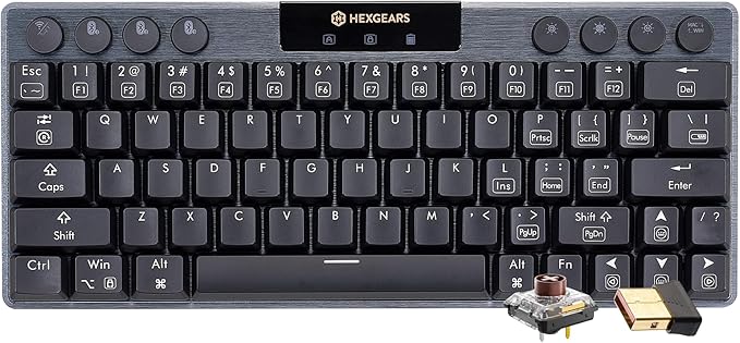 Hexgears A1 Low Profile Wireless Mechanical Keyboard - 60% Compact TKL, Bluetooth 5.0/2.4GHz/Wired USB C Hot Swappable Tactile Switch, RGB Backlit Mini Portable Gaming Keyboard Aluminum for PC/MAC