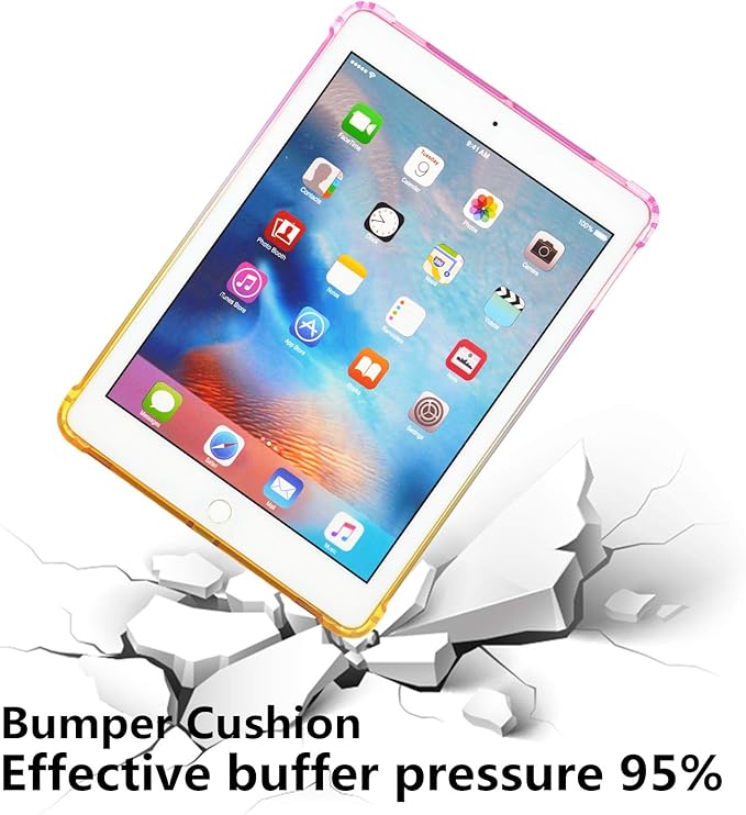 for Apple iPad 9th/8th/7th Generation Case 10.2 inch (2021/2020/2019),Slim Lightweight Translucent Clear Soft TPU Back Shockproof Cover Silicone Corner Protective Tablet Shell, Pink & Yellow
