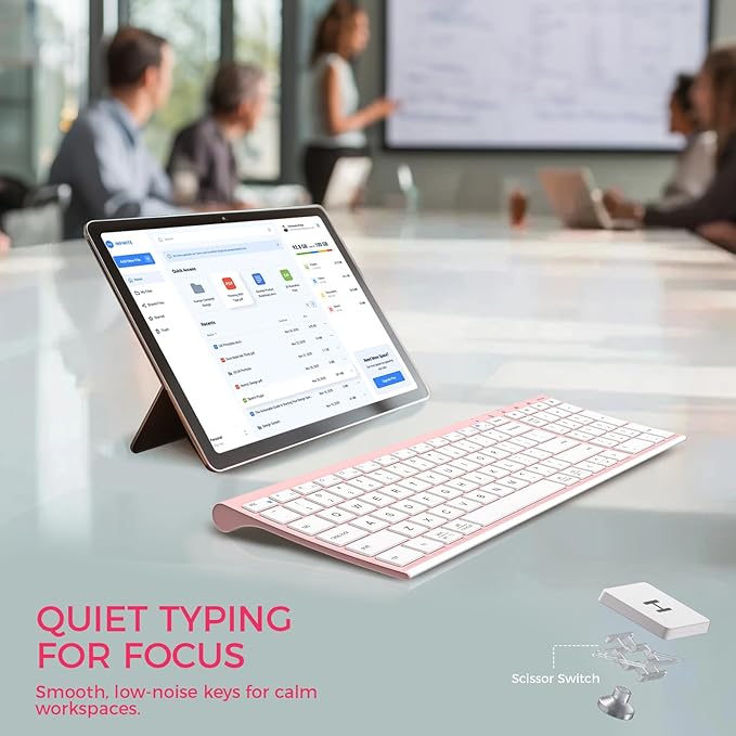 iClever BK10 Bluetooth Keyboard, Wireless Rechargeable Ultra-Slim Keyboard with Long Battery Life, Compatible with iOS, Android, Windows, Mac for iPad, Tablet, Laptop, PC, Phone