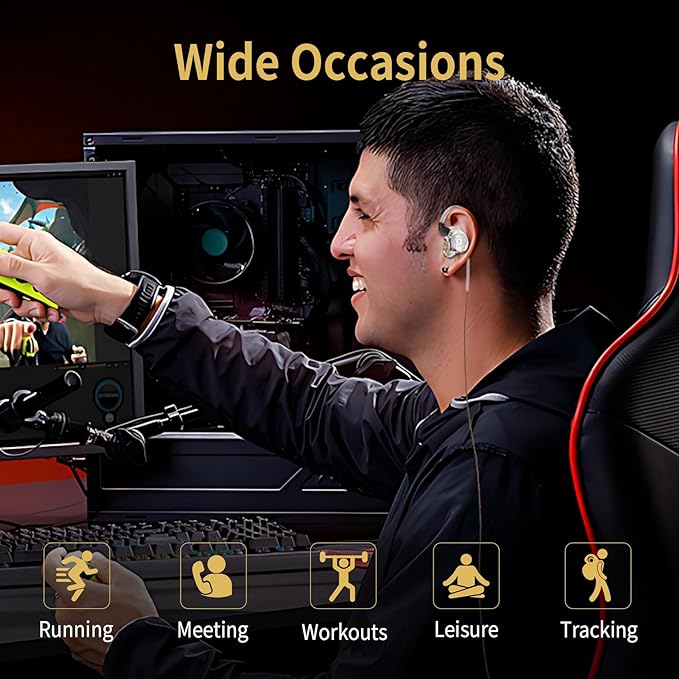 HiFi IEM for Gaming, CCZ MC02 in Ear Monitors, Clear Crystal Sound Gaming Earbuds, 10mm 1DD Wired Headphones with Patented IEMS Ear Tips for Computer Laptop School Students (Clear Cyan, With Mic)