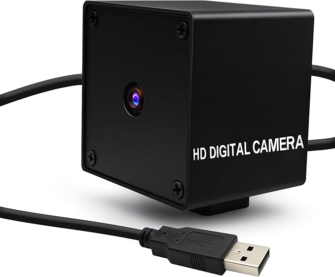 48MP Autofocus USB Camera - 4K UVC Mini Webcam with Metal Case, 8000x6000P 70 Degree No Distortion Lens PC Camera for Linux/Raspberry Pi, Plug & Play for Industrial/Lightburn/Video Conference