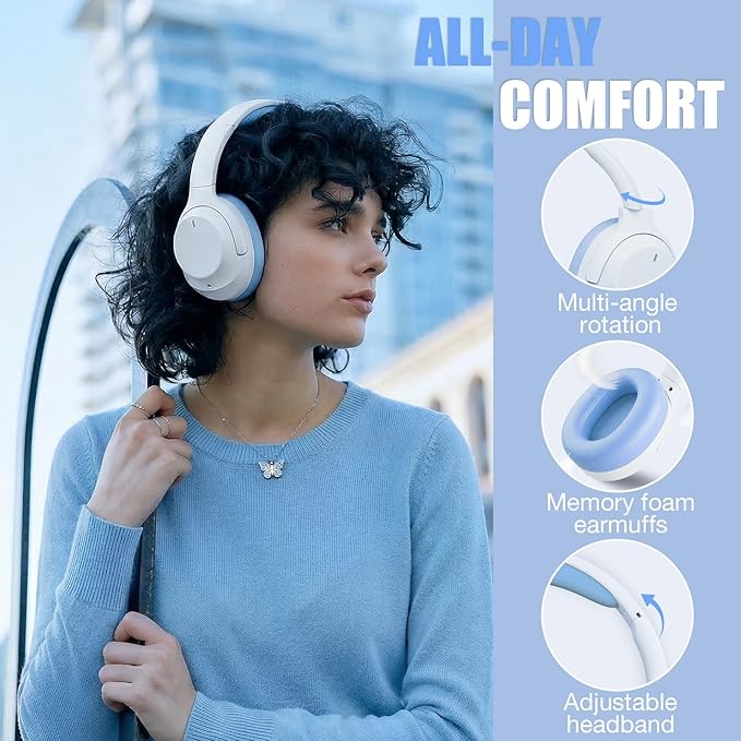 Upgraded Pro‑level Hybrid Active Noise Cancelling Headphones, HD Sound & Big Bass, 2X Softer Comfort, Long ANC Playtime, Wireless Over-Ear Bluetooth Headphones Perfect for Home Office|Travel|Pair