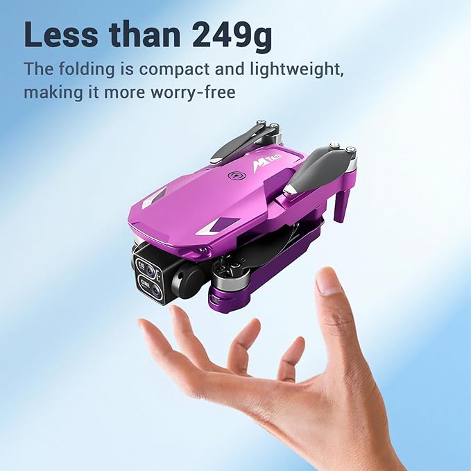 Drones with Camera for Adults 2k One-Key Take Off/Landing FPV RC Drone with Camera for Beginners Headless Mode, 3 Speeds, 360° Flip, 2 Batteries Mini Drone for Adults Purple