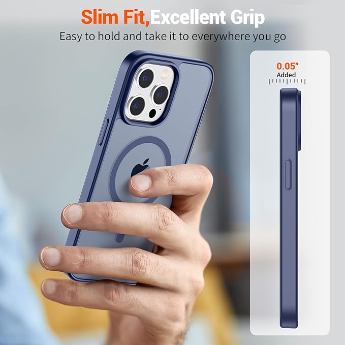 SUPFINE Magnetic for iPhone 15 Pro Max Case (Compatible with MagSafe) (Military Grade Drop Protection) Slim Translucent Matte Shockproof with Anti-Fingerprint Phone Case, Lavender Gray
