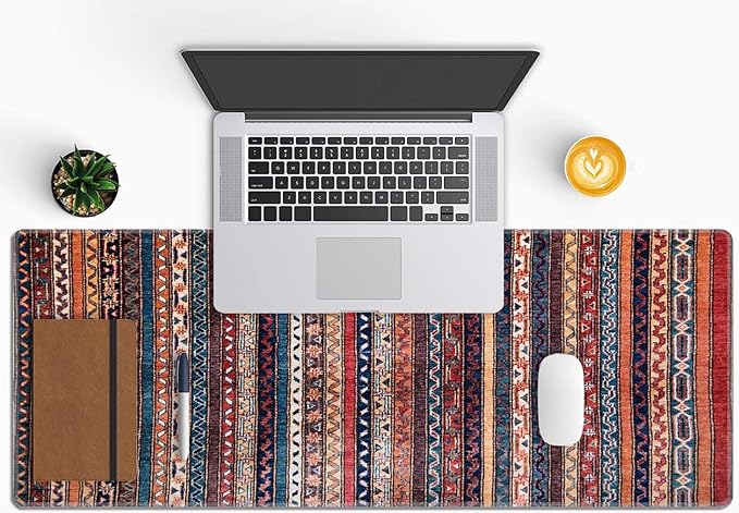 Cute XL Gaming Mousepad - Turkish Carpet Pattern Desk Pad - 31.5''X 11.8'' - Cute Desk Decor & Accessories