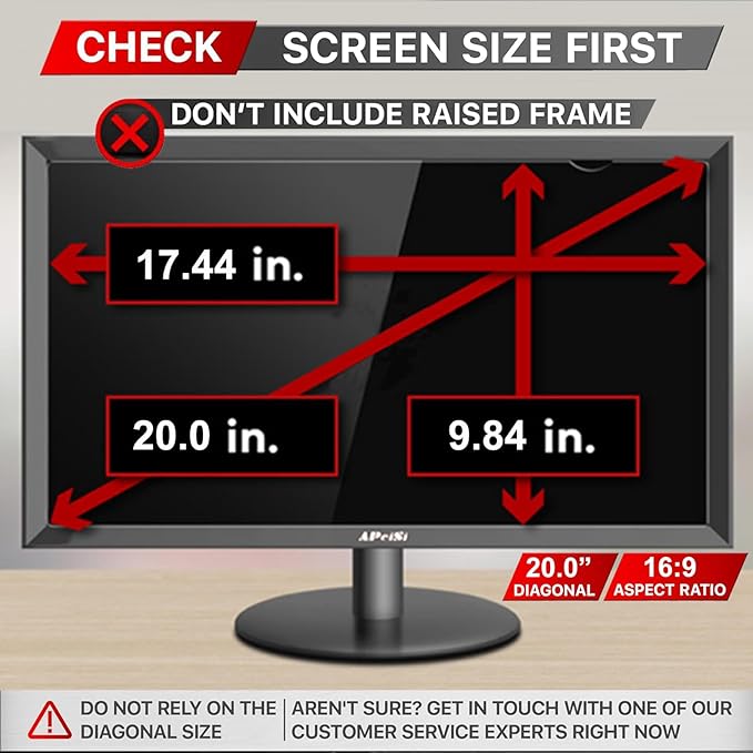 [2 Pack] 20 Inch Privacy Screen Filter for Widescreen 16:9 Monitor | Privacy Shield | Anti-Glare |Anti-SPY | Anti-Blue light | Eye Protection | Computer Security Private Filter Protector
