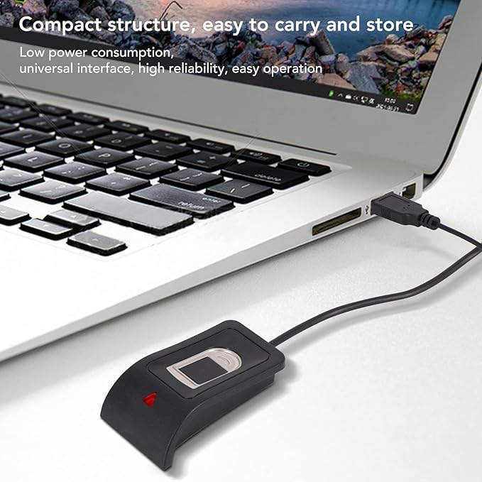Fingerprint Reader, USB Fingerprint Scanner for PC, Compact Desktop Biometric Reader, 0.2s Fast Login, Windows Hello Automatic Driver Installation, Plug and Play Encryption Security