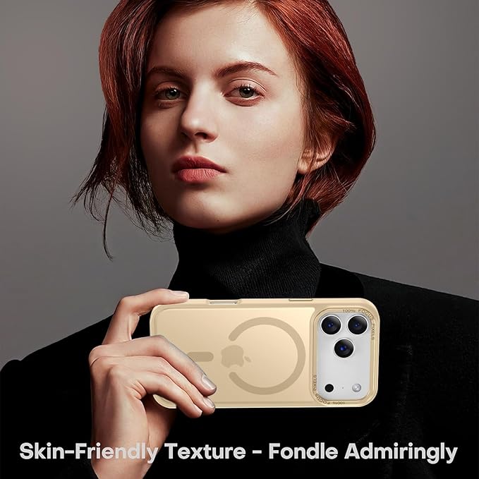 Newfuture Magnetic for iPhone 17 Pro Max Case [Compatible with Magsafe] [Military Grade Drop Protection] Translucent Matte Anti-Scratch Shockproof Protective Phone Cover 6.9 Inch, Creamy Yellow
