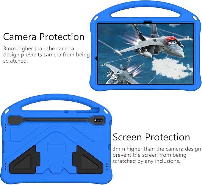 Kids Case for Samsung Galaxy Tab S10 Lite/S10 FE/S9 FE 10.9"/Tab S9/S8/S7 11", Techcircle Light Weight Shock Proof EVA Foam Handle Rugged Stand Protective Case, Blue