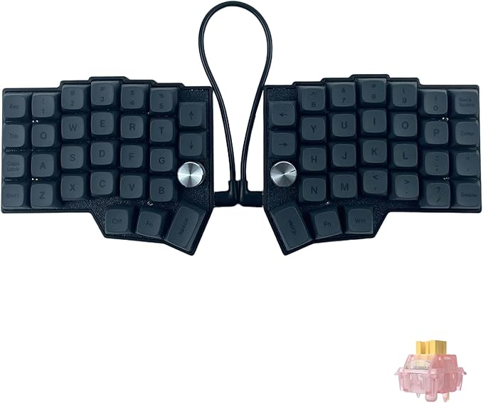 Wired Ergonomic Mechanical Keyboard,4x6 Corne Layout with knobs,60% Orthol inear Layout,Hot-swappable,RGB,Vial remapping Support,pre-lubed Linear switches (Silent Switch)