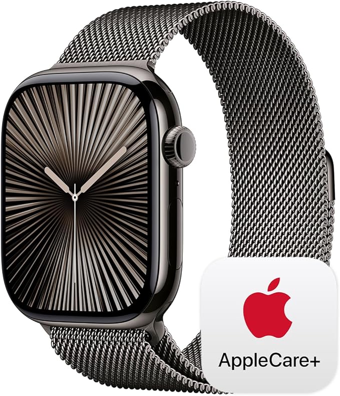 Apple Watch Series 10 [GPS + Cellular 46mm] with Slate Titanium Case with Slate Milanese Loop - M/L. Fitness Tracker, ECG App, Always-On Retina Display, Carbon Neutral with AppleCare+ (2 Years)
