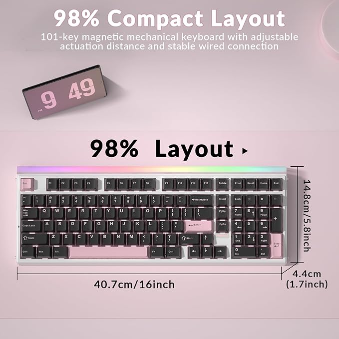 AULA Hero 99 Wired Gaming Keyboard, Hall Effect Keyboard with Rapid Trigger Mode, Hot Swappable Magnetic Switch Keyboard with Number Pad, Web Driver,RGB Backlit Mechanical Keyboard for Office PC Gamer