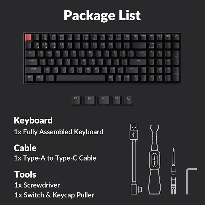 Keychron K4 96% Layout QMK Wireless and Wired Options Mechanical Keyboard, White Backlight Super Banana Switch, Paired with Shine-Through Double-Shot PBT Keycaps for Mac Windows-Version 3