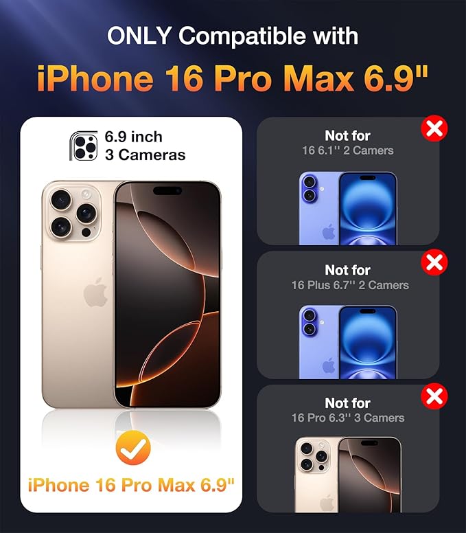Diaclara Magnetic Designed for iPhone 16 Pro Max Case, Full Body Rugged with Touch Sensitive Anti-Scratch Screen Protector, Compatible with MagSafe, Soft Bumper Case for iPhone 16 Pro Max 6.9'', Brown