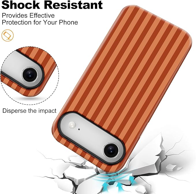 Magnetic for iPhone 17 Air Case Cute Stripes Phone Case, Shockproof Slim TPU and Hard PC Protective Phone Cover Compatible with MagSafe Designed for Women Girls, Deep Brown